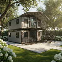 Chambre à double aile de style terrasse sur le toit, avec extension pratique, design moderne du milieu du siècle, idéale pour appartement, à l'allure doublement séduisante