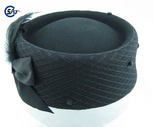<span class=keywords><strong>Cappello</strong></span> a cilindro da donna in feltro di lana nero con piume, per l'inverno, da esterno, per adulti - Product Image 3