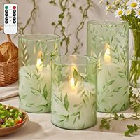 Bougies vertes sans flamme avec télécommande, design feuille de saule, fonctionnant sur piles – Décoration écologique pour la maison pour Noël et Diwali