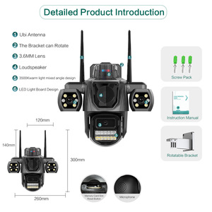 Cámara PTZ WiFi ICSEE de 9MP con Triple Lente, Sistema de Seguridad para Exteriores, Visión Nocturna 1080P, Intercomunicador de Voz, Compatible con Tarjeta de Memoria - Product Image 4