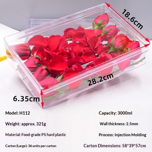 Grande boîte rectangulaire transparente en PS avec couvercle, design empilable, pour la présentation et l'emballage de fleurs, aliments et cadeaux - Product Image 4