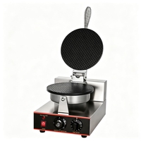 Machine à gaufres électriques commerciale avec contrôle automatique de la température et minuteur, prise EU/UK/US personnalisée pour cornets de crème glacée, crêpes et pancakes