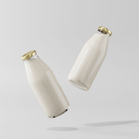 Vente en gros de bouteilles en verre pour lait, boissons et jus de 200 ml, 250 ml, 500 ml et 1000 ml avec couvercle en métal