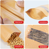 Sacs Doypack Verticaux Réutilisables en Papier Kraft avec Fermeture Éclair, Emballage Alimentaire Personnalisable en Taille et LOGO