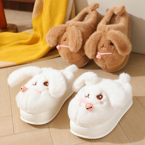 Chaussons d'intérieur mignons pour femmes, en forme d'animaux, chauds et doux, en peluche, fantaisie, motif lapin de dessin animé - Product Image 2