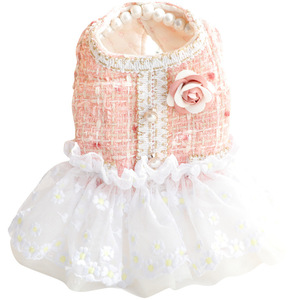 Vestido de Princesa para Perro, Floral, Morado y Rosa, Poliéster, Ropa para Mascotas de Otoño e Invierno, Falda de Estilo Clásico - Product Image 5