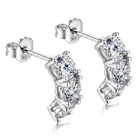 Orecchini a perno rettangolari curvi con moissanite, in argento sterling 925, colore D, moissanite VVS, gioielli da donna