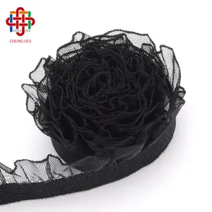 Factory 20MM Lingerie Stretch Lace Picot Frill Ruffle Trimming Elastic Webbing Lace Trim Knitted Elastic Band for Underwear