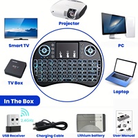 Harga Grosir Pabrik Keyboard Mini Nirkabel I8 Keyboard Backlit 7 Warna 2.4G Touchpad Keyboard Genggam untuk PC Android TV Box