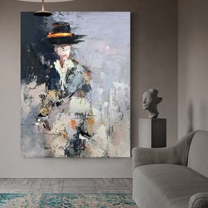 <span class=keywords><strong>Peinture</strong></span> à l'huile sur toile de Figure blanche et noire peinte à la main, <span class=keywords><strong>Portrait</strong></span> masculin abstrait <span class=keywords><strong>moderne</strong></span>, <span class=keywords><strong>peinture</strong></span> murale pour décoration de salon - Product Image 4