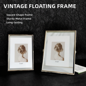 Cadre photo flottant vintage avec support, affichage de photos fini, forme carrée en métal pour la maison, le bureau, le salon - Product Image 3