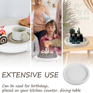 Home Decor <b>White</b> <b>Round</b> Coffee <b>Table</b> Wood Beaded Cosmetics Storage Serving Tray Jewelry Display Stand - Product Image 4