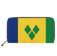 Dompet Panjang Kulit Bendera Saint Lucia dengan Kapasitas Besar, Dompet Kulit Cocok untuk Wanita, Perjalanan, dan Penggunaan Sehari-hari