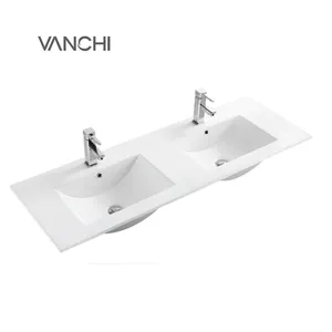 Logo Design Hotel Project Bathroom Vanities Double Sinks Ceramic Wash Basin E-120HD