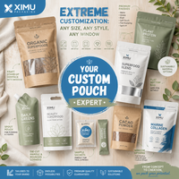 Sachet en papier kraft PCR imprimé sur mesure, 30% 50% de matériaux recyclés après consommation, pour graines biologiques, sac écologique à fond plat