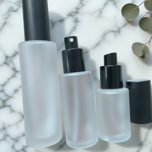 ขวดแก้วปั๊มโลชั่นแบบพ่นฝอยละเอียด สีดำด้านหรูหรา ขนาด 20/30/40/50/60/80/100/120 มล. สำหรับบรรจุภัณฑ์เครื่องสำอางบำรุงผิว - Product Image 2