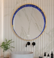 Cadre de miroir LED en cuivre chinois de style moderne Interrupteur étanche à capteur Éclairage de salle de bain Miroir suspendu mural Phare