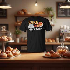 Camiseta Cake Or Death Skull Bakery negra para adultos unisex - Product Image 3