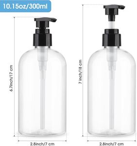 Bouteilles de shampooing rondes transparentes en PET de 32 oz/1 litre, vides, rechargeables, sans BPA, avec pompe pulvérisatrice et impression sérigraphique - Product Image 2