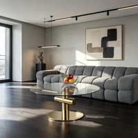 Table basse ronde en verre trempé avec base en acier inoxydable doré, table de salon moderne de luxe, table à thé pour canapé, meubles