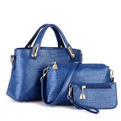 Handbag 3pcs classic leisure tote purse leather messenger hobo bag yellow