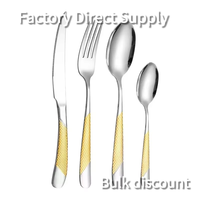 DINGYONG Ensemble de couverts de luxe en acier inoxydable de style vintage avec finition dorée, durable et résistant à la rouille, service à thé écologique