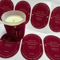 Impression d'étiquettes personnalisées en velours, autocollants de luxe pour bougies en vinyle, étiquettes d'emballage imprimées