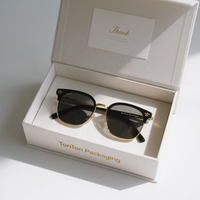 Boîte à tiroir personnalisée et boîte cadeau noire pour lunettes de soleil, boîte à tiroir en papier noir