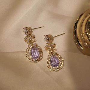 Pendientes de Lágrima Morados Estilo Francés para Mujer, Joyería Elegante de Moda Primavera - Product Image 5