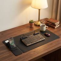 Tapis de souris à chargement sans fil avec support pour téléphone, charge rapide 15W, tapis de souris gaming avec base antidérapante et bords surpiqués pour bureau