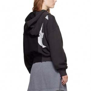 Sudadera con capucha de dos tonos personalizada para mujer Sudadera con capucha de gran tamaño con hombros caídos y ajuste cuadrado de peso pesado Sudadera con capucha recortada con cremallera - Product Image 3