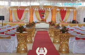 Deslumbrante redondo Royal Palace Wedding Mandap con LED Crystal Diamond Cut White Wedding Mandap - Product Image 6