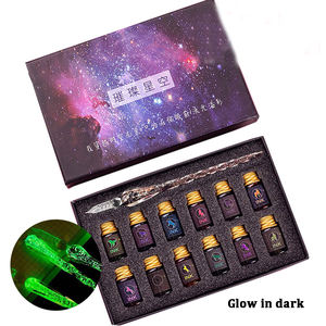 Ensemble d'Encre pour Plume à Tremper Arc-en-ciel Cadeaux de Thanksgiving et de Noël Ensemble de Plumes de Calligraphie Plume à Tremper en Verre Cristal avec 12 Flacons d'Encre de Couleur - Product Image 3