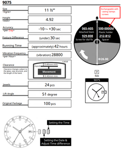 Mouvement automatique premium d'origine, Japon Miyota 9075 GMT, quatre aiguilles, haute précision, mouvement mécanique, fournisseur de pièces de montres - Product Image 3