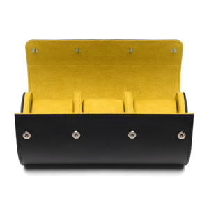 3 solt negro amarillo colores mezclados diseño alta calidad logotipo personalizado Pu cuero Triple reloj rollos Uhrenbox para <span class=keywords><strong>viajes</strong></span> <span class=keywords><strong>en</strong></span> <span class=keywords><strong>pareja</strong></span> - Product Image 4