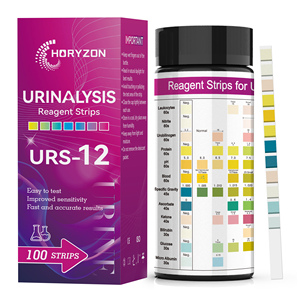 Bandelettes de test <span class=keywords><strong>urinaire</strong></span> HORYZON URS-12 12-en-1, réactif d'analyse d'urine pour microalbumine, leucocytes, glucose, usage domestique manuel en plastique, 100 unités - Product Image 1