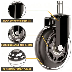 Roulettes pivotantes silencieuses en caoutchouc PU noir de 75 mm, durables et écologiques, avec tige en acier, pour chaise de bureau - Vente chaude - Product Image 6