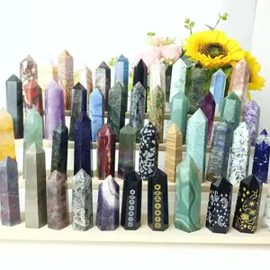 Hot Sale Energy Crystal Polished Beautiful Color Mixed Material Point Tower for Decoration