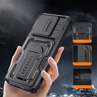 Étui robuste avec cache-objectif coulissant compatible avec iPhone 18 Pro Max, béquille invisible, coque antichoc blindée
