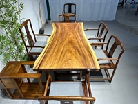 Table à manger en bois massif noyer, table de salon, table de restaurant, table d'hôtel, ensemble de chaises