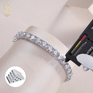 Venda quente 18K Banhado A Ouro Passe <span class=keywords><strong>Tester</strong></span> Diamante 925 Prata 2mm a 6mm Pulseira De Diamante Link VVS1 D Cor Moissanite Cadeia De Tênis - Product Image 2