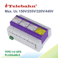 30 + ans SPD usine Telebahn 3 P + NPE T1 + T2 230V/400V AC 25kA 50kA 75kA 100kA Parafoudre triphasé