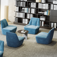 Chaise simple avec accoudoir large en velours bleu de texture de luxe légère canapé paresseux sans accoudoirs meubles de chaise de loisirs