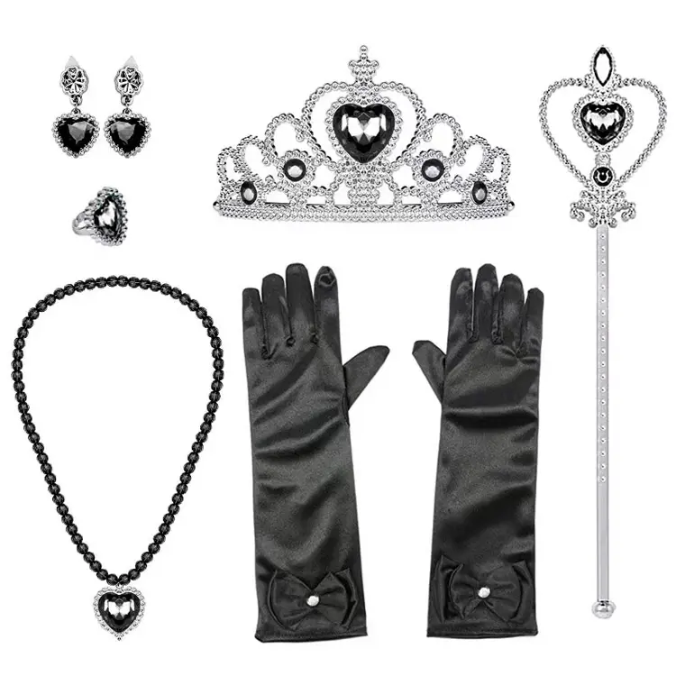 Feest Prinses Accessoires Weddenday Addams Familie Cosplay Jurk Toverstaf Kroon Handschoenen Sets Halloween Kids Party Gunst