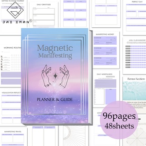 Diario de Manifestación JAI IMAN de 96 Páginas, Cuaderno de Abundancia para Escribir con Dos Marcadores para Scrapbooking - Product Image 1