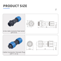 Connecteur circulaire étanche IP68 SP11 pour aviation, avec câble de raccordement, en laiton plaqué or, prise à montage sur panneau avec écrou arrière, 2, 3, 4, 5 broches