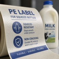Étiquette personnalisée pour bouteille de lait, autocollant en film PE imperméable pour emballage de lait entier pasteurisé liquide