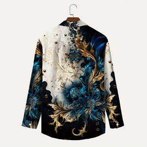 Áo sơ mi nam thời trang in họa tiết thiết kế đặc biệt tay dài phong cách đường phố áo sơ mi rộng rãi thường ngày dành cho nam - Product Image 4