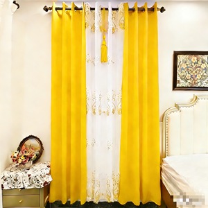 Ensemble de rideaux de fenêtre de qualité supérieure, 4 pièces, rideaux transparents avec rideaux unis et pompons <span class=keywords><strong>pour</strong></span> salon, chambre à coucher, usage domestique - Product Image 6
