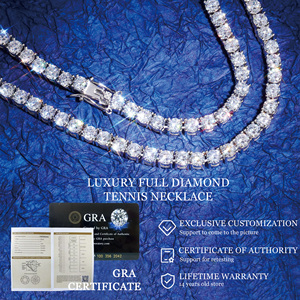 Collier tennis unisexe en argent sterling 925 plaqué or avec diamants moissanite VVS, sertis griffe, passe le testeur de diamants - Product Image 1